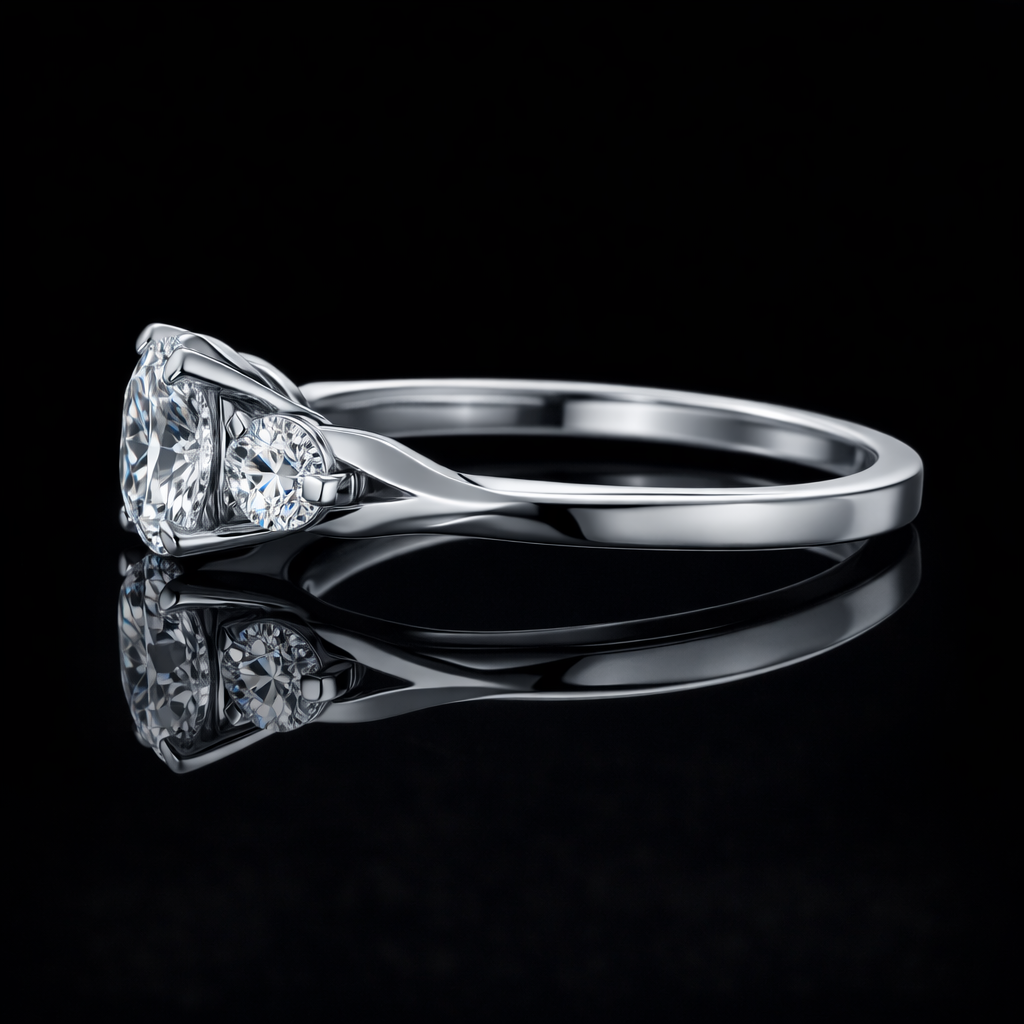 2.60 Carat Lab-Grown Diamond Engagement Ring – Round Cut with Side Stones in 14K White Gold