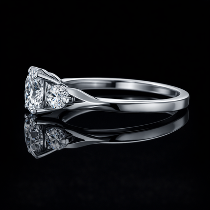 2.60 Carat Lab-Grown Diamond Engagement Ring – Round Cut with Side Stones in 14K White Gold