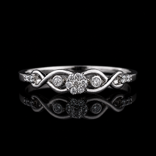 1.25 Ct Human & Pet Ashes Pear Memory Diamond Open Ring 14K White Gold Black Jack