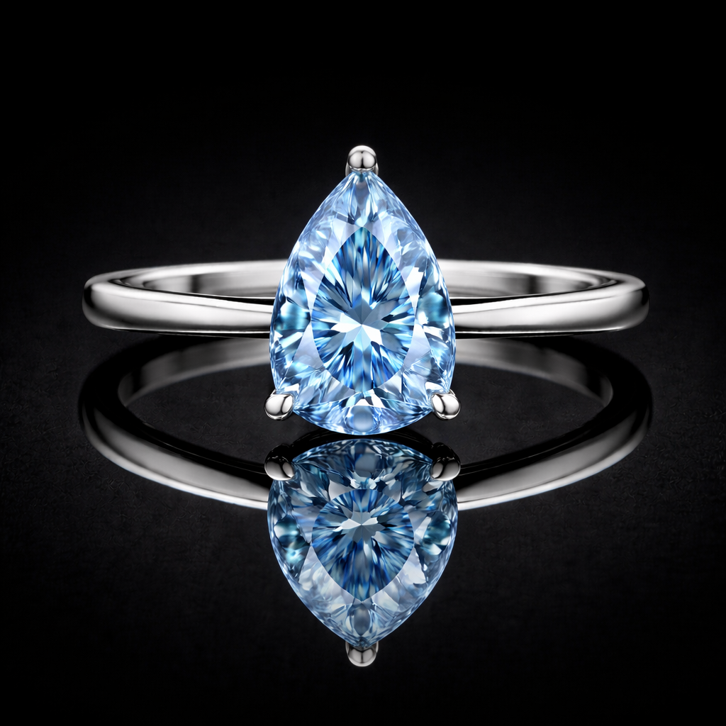 2.00 Carat Lab-Grown Diamond Solitaire Engagement Ring Pear Cut in 14K White Gold