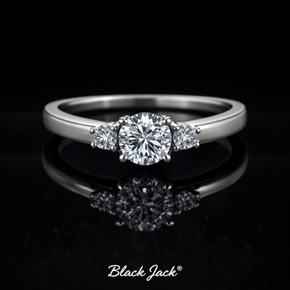 Three-Stone Round Moissanite Memory Ring – 2.50 Ct Human & Pet Ashes Design in 14K White Gold | Black Jack®Jack® (Copy)