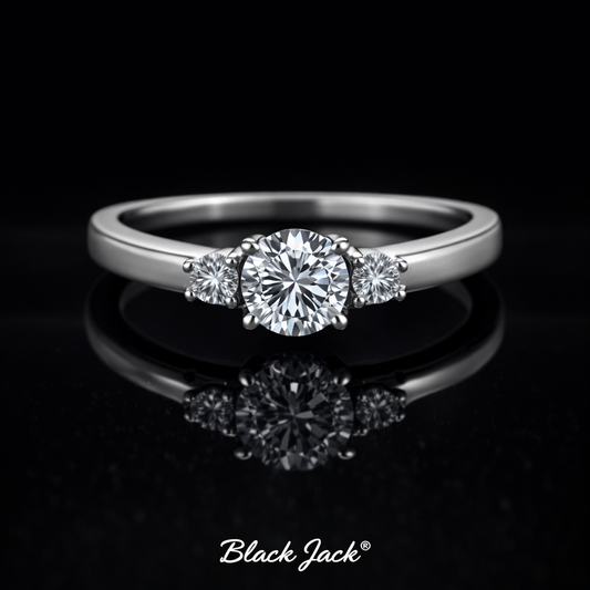 Pavé Solitaire Moissanite Memory Ring – 2.00 Ct Center with Pavé Side Stones in 14K White Gold | Black Jack®ck Jack®Jack® (Copy) (Copy)