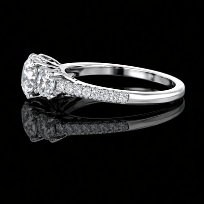 2.60 Carat Lab-Grown Diamond Engagement Ring Round Cut with Side Stones in 14K White Gold