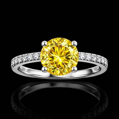 1.20 Carat Lab-Grown Diamond Solitaire Engagement Ring with Side Stones Round Cut in 14K White Gold