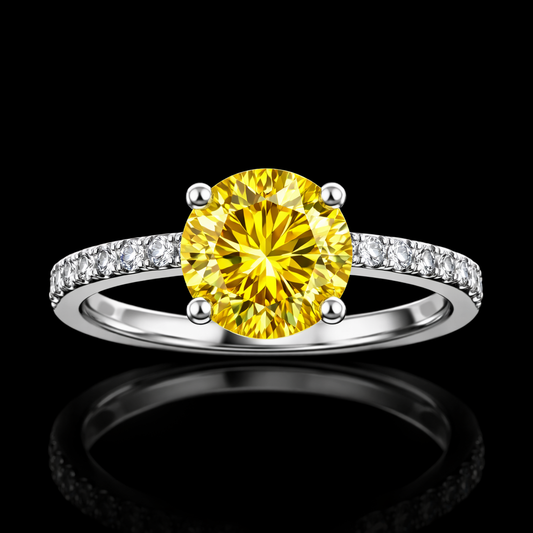 1.20 Carat Lab-Grown Diamond Solitaire Engagement Ring with Side Stones Round Cut in 14K White Gold