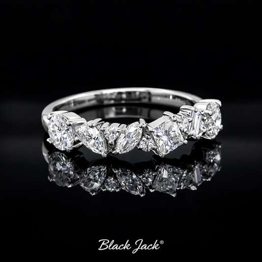 Eternity-Style Moissanite Memory Wedding Band – 1.00 Ct Human & Pet Ashes Ring in 14K White Gold | Black Jack® Gold | Black Jack® (Copy) (Copy)