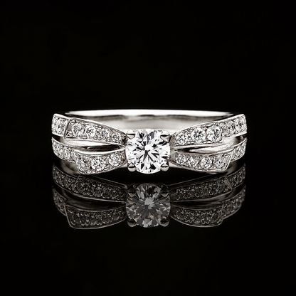 2.00 Ct Remembrance Jewelry Cushion Cut Double Row Pavé Ring in 14K White Gold Black Jack