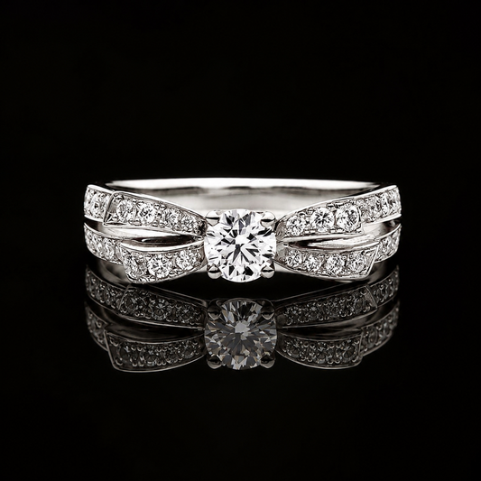 2.00 Ct Remembrance Jewelry Cushion Cut Double Row Pavé Ring in 14K White Gold Black Jack