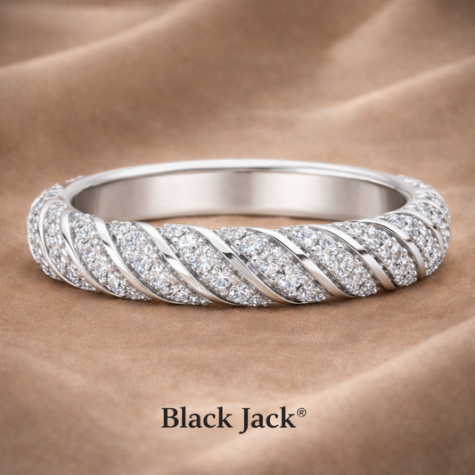 1.50 CT Twisted Pavé Diamond Women’s Engagement Band in 14K White Gold | Brand Authenticity Certified