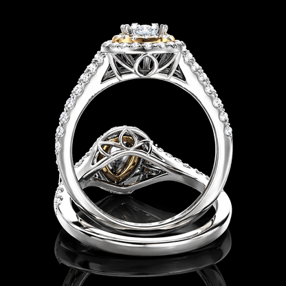 2.80 Carat Pear Cut Moissanite Double Halo Pavé Engagement Ring in 925 Sterling Silver