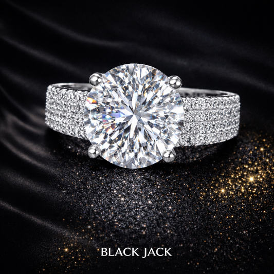 8.00 Carat Total Lab-Grown Diamond Pavé Solitaire Engagement Ring – Round Cut in 14K White Gold