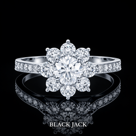 2.70 Carat Round Cut Moissanite Halo Engagement Ring in 925 Sterling Silver