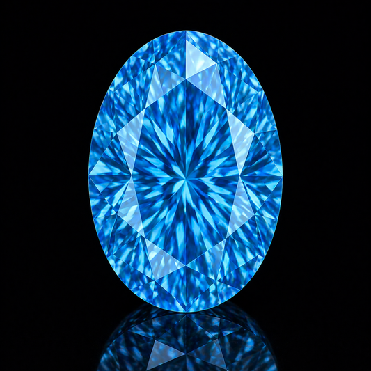 Oval Blue Ashes Grief Keepsake Diamond – Loose Memorial Diamond Black Jack