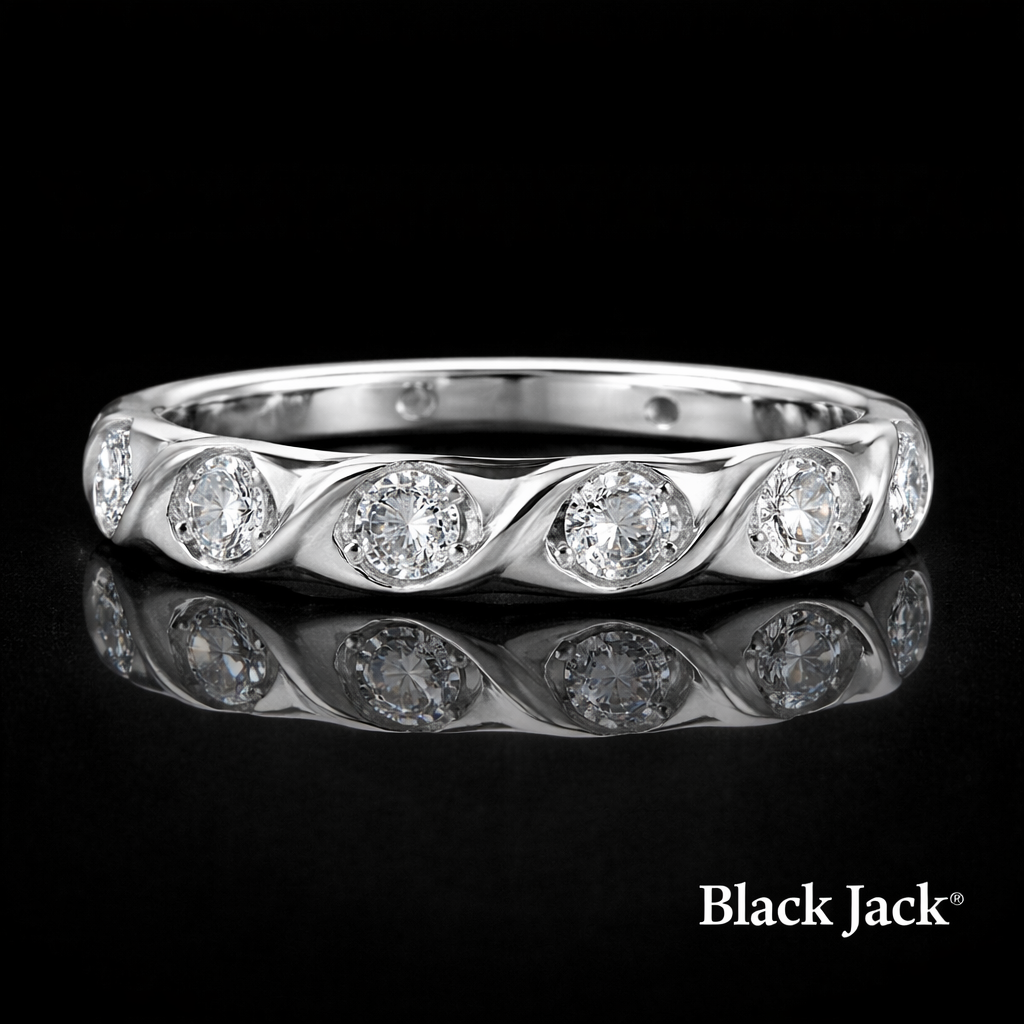 1.00 CT Lab Grown Diamond Twisted Wave Women’s Wedding Band in White Gold | Brand Authenticity Certified