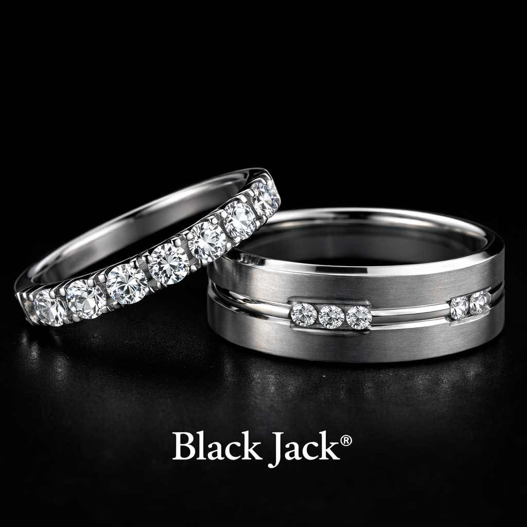 0.60 Carat Women & 0.50 Carat Men Lab-Grown Diamond Couple Wedding Ring Set – Round Cut in 14K White Gold