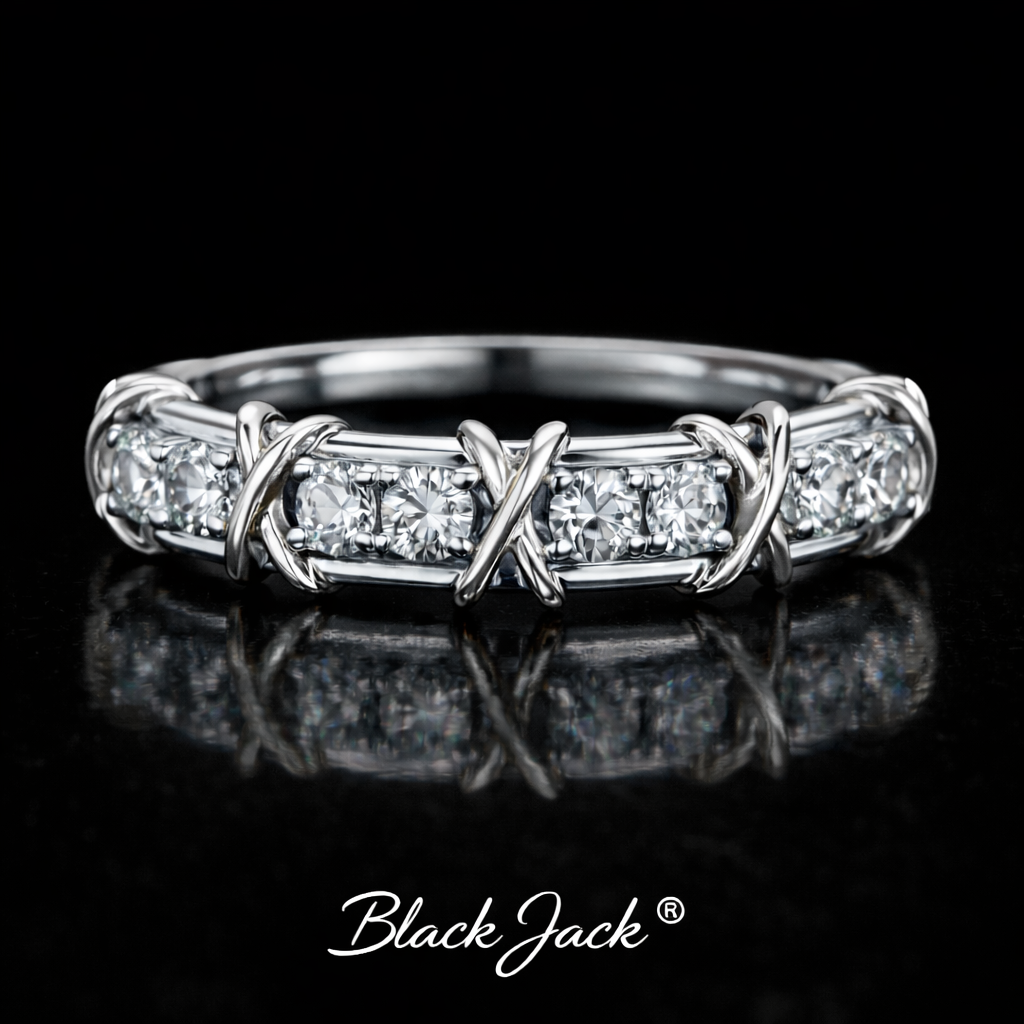 0.70 Carat Round Cut Lab-Grown Diamond X-Prong Wedding Band Ring in 925 Sterling Silver