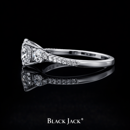 2.60 Carat Lab-Grown Diamond Engagement Ring Round Cut with Side Stones in 14K White Gold