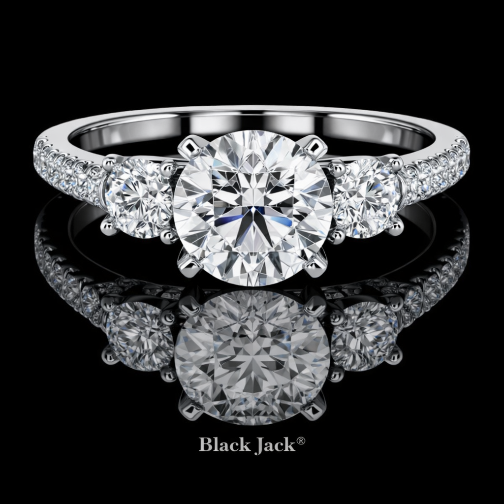 2.60 Carat Lab-Grown Diamond Engagement Ring Round Cut with Side Stones in 14K White Gold