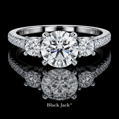 2.60 Carat Lab-Grown Diamond Engagement Ring Round Cut with Side Stones in 14K White Gold