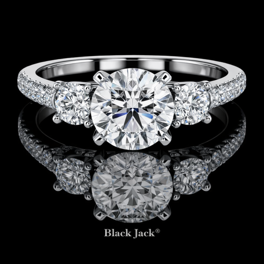 2.60 Carat Lab-Grown Diamond Engagement Ring Round Cut with Side Stones in 14K White Gold