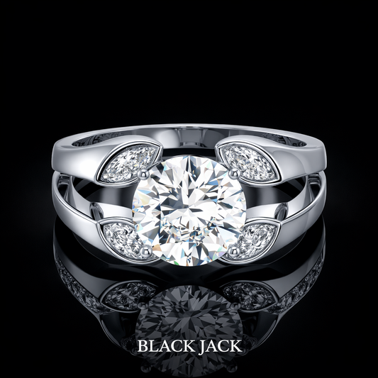 3.50 Carat Round Cut Moissanite Engagement Ring in 925 Sterling Silver