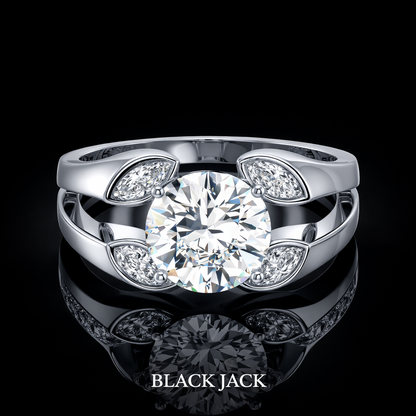 1.80 Ct Round Ashes to Diamond Split Shank Engagement Ring in 14K White Gold Black Jack