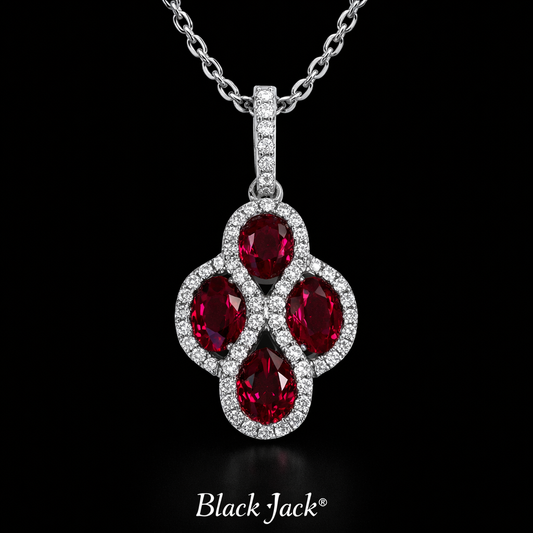 1.35 Ct Ruby Halo Pendant in 14K Gold Plated Sterling Silver with Moissanite Accents – Chain Included