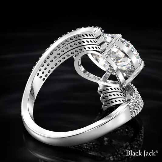 4.20 Carat Round Cut Moissanite Engagement Ring in 925 Sterling Silver