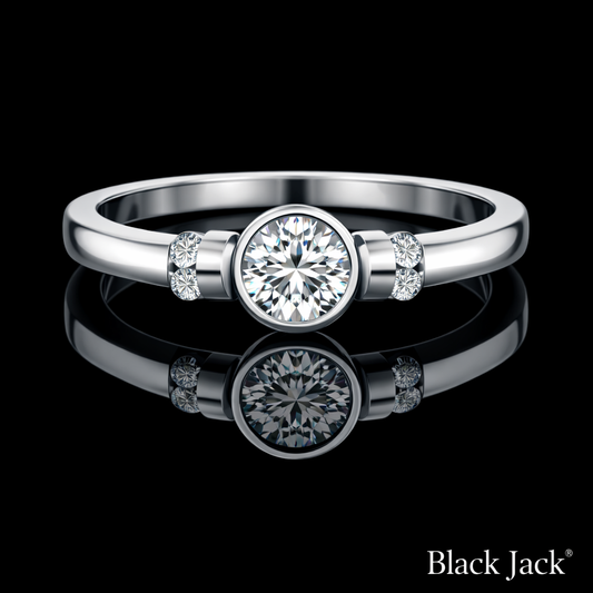 1.62 Carat Lab-Grown Diamond Engagement Ring Round Cut with Side Stones in 14K White Gold