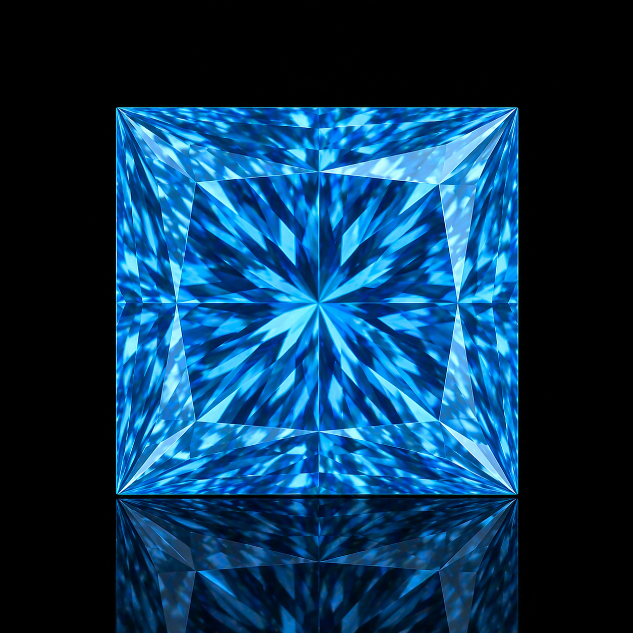 Princess Blue Ashes Tribute Diamond – Loose Memorial Keepsake Stone Black Jack