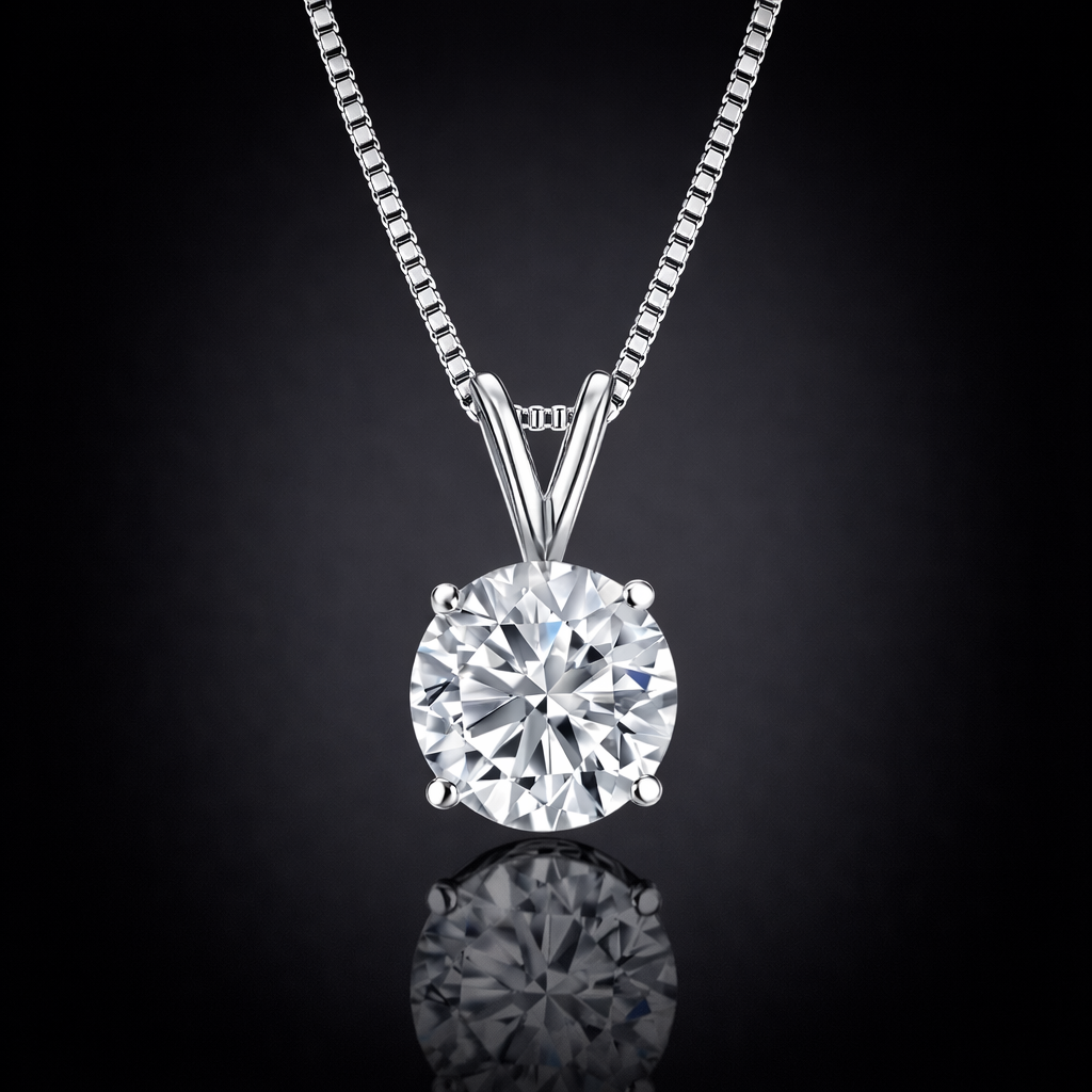 0.50 Ct Lab-Grown Diamond Classic Solitaire Pendant in 925 Sterling Silver