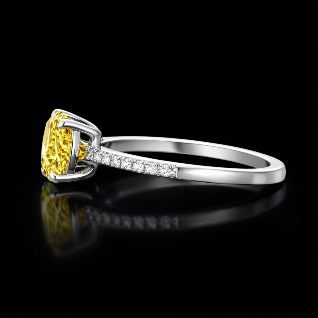1.20 Carat Lab-Grown Diamond Solitaire Engagement Ring with Side Stones Round Cut in 14K White Gold