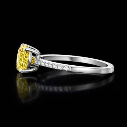 1.20 Carat Lab-Grown Diamond Solitaire Engagement Ring with Side Stones Round Cut in 14K White Gold