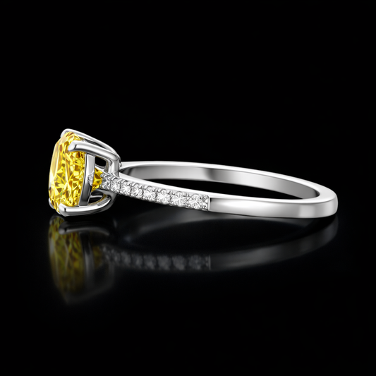 1.20 Carat Lab-Grown Diamond Solitaire Engagement Ring with Side Stones Round Cut in 14K White Gold