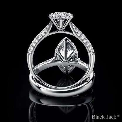 3.80 Carat Marquise Cut Moissanite Halo Pavé Engagement Ring in 925 Sterling Silver