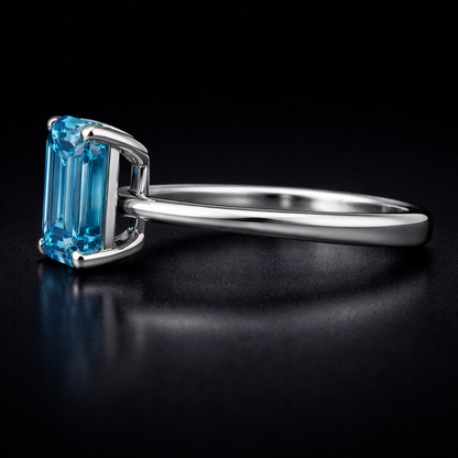 2.00 Carat Lab-Grown Diamond Solitaire Engagement Ring Emerald Cut in 14K White Gold