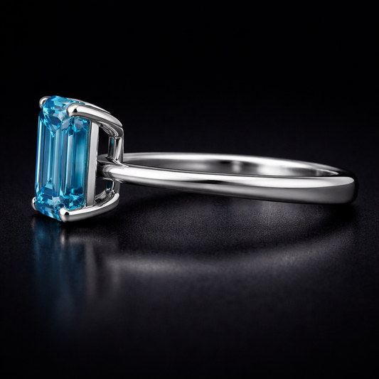 2.00 Carat Lab-Grown Diamond Solitaire Engagement Ring Emerald Cut in 14K White Gold