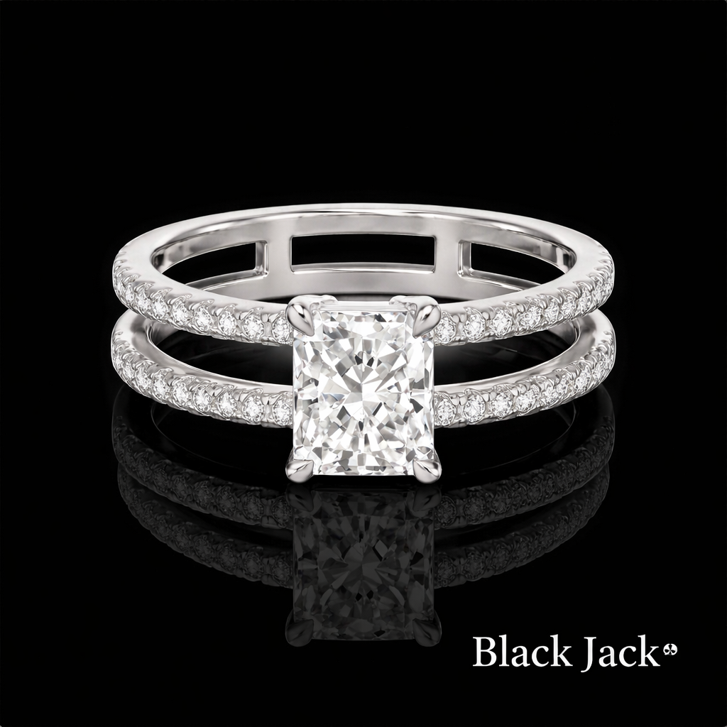 1.30 Carat Lab-Grown Diamond Engagement Ring Princess Cut Center in 14K White Gold