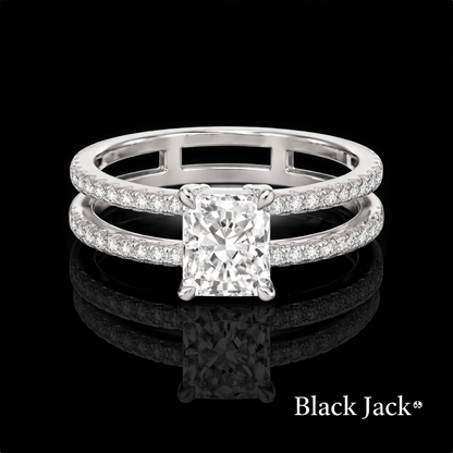1.30 Carat Lab-Grown Diamond Engagement Ring Princess Cut Center in 14K White Gold