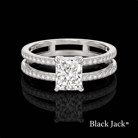 1.30 Carat Lab-Grown Diamond Engagement Ring Princess Cut Center in 14K White Gold