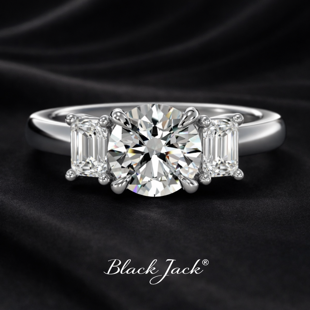 2.80 CT Round in 14K White Gold Three Stone Lab Grown Diamond Engagement Ring  IGI Certified