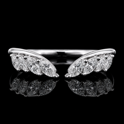 1.50 Ct Hair Diamond Ring Marquise Open Wrap Wedding Band Human Cremation Ring Pet Memorial Ring 14K White Gold Black Jack