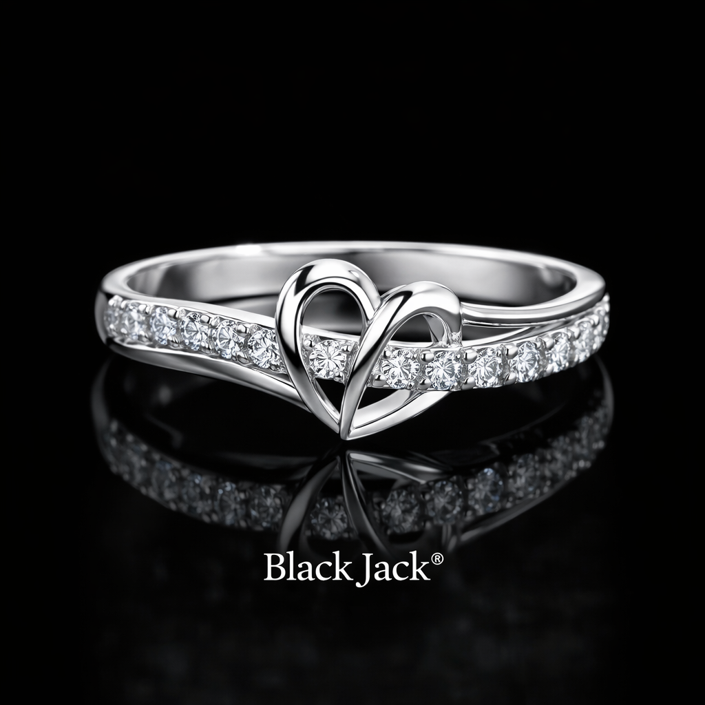 0.50 Carat Lab-Grown Diamond Heart Design Ring Round Cut Accent Band in 14K White Gold