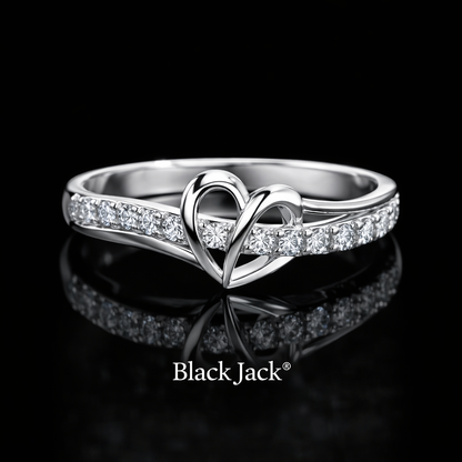 0.50 Carat Lab-Grown Diamond Heart Design Ring Round Cut Accent Band in 14K White Gold