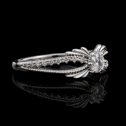 1.30 Ct Memorial Diamond Ring Hair Diamond Ring Human Cremation Ring Pet Memorial Ring Round Memory Diamond Engagement Ring 14K White Gold Black Jack