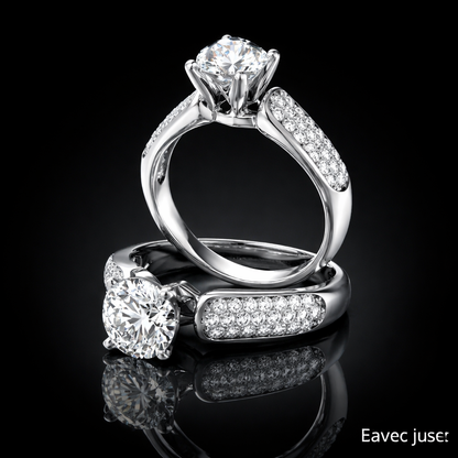 2.80 Carat Round Cut Moissanite Pavé Shoulder Solitaire Engagement Ring in 925 Sterling Silver