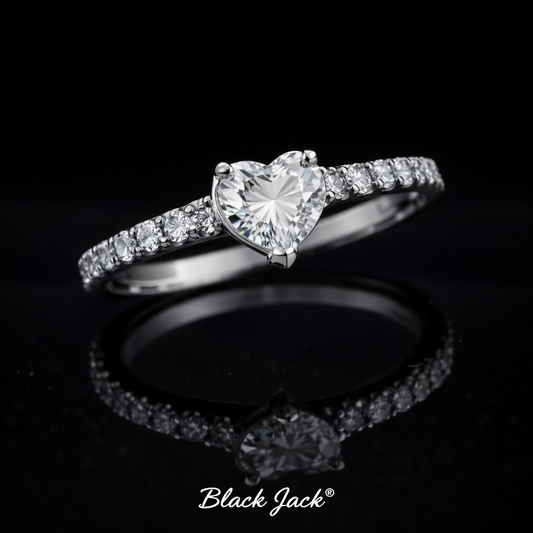 Heart Pavé Moissanite Memory Ring – 3.40–3.50 Ct Total | Human & Pet Ashes in 14K White Gold | Black Jack®