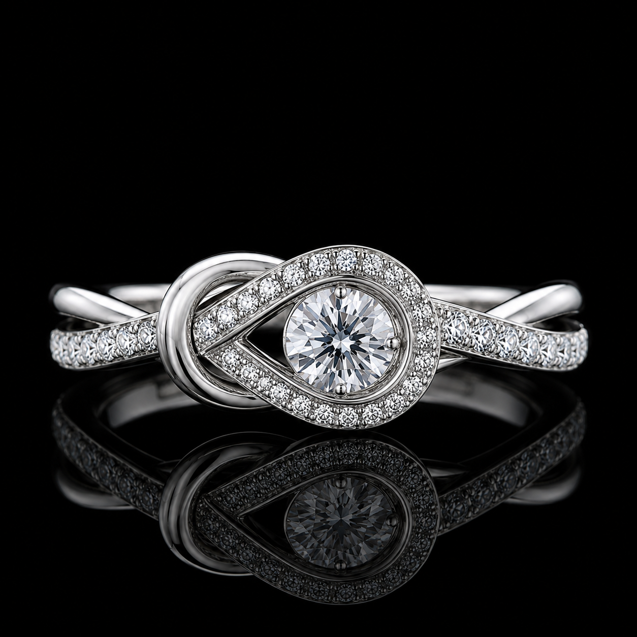 1.00 Ct Memorial Jewelry Round Cut Teardrop Halo Infinity Ring in 14K White Gold Black Jack
