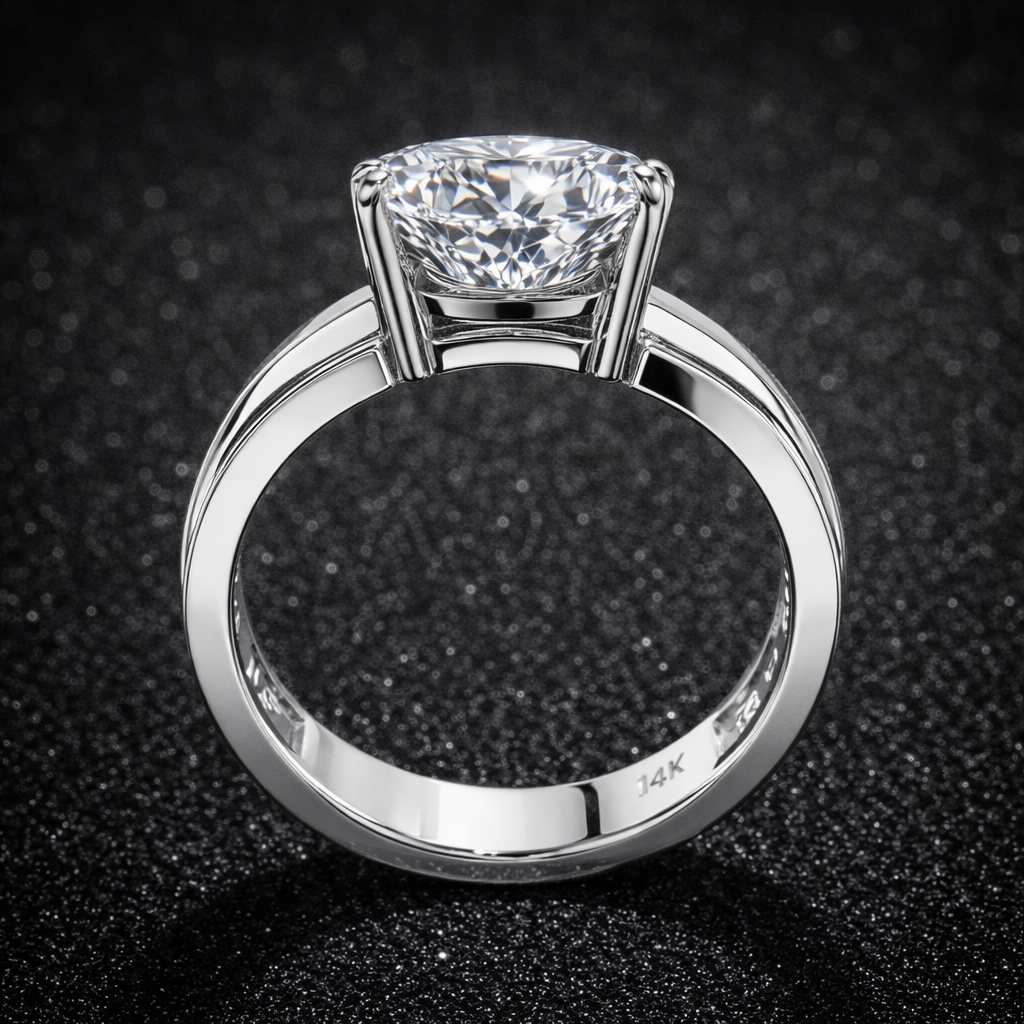 10.00 Carat Lab-Grown Diamond Solitaire Engagement Ring – Round Cut in 14K White Gold