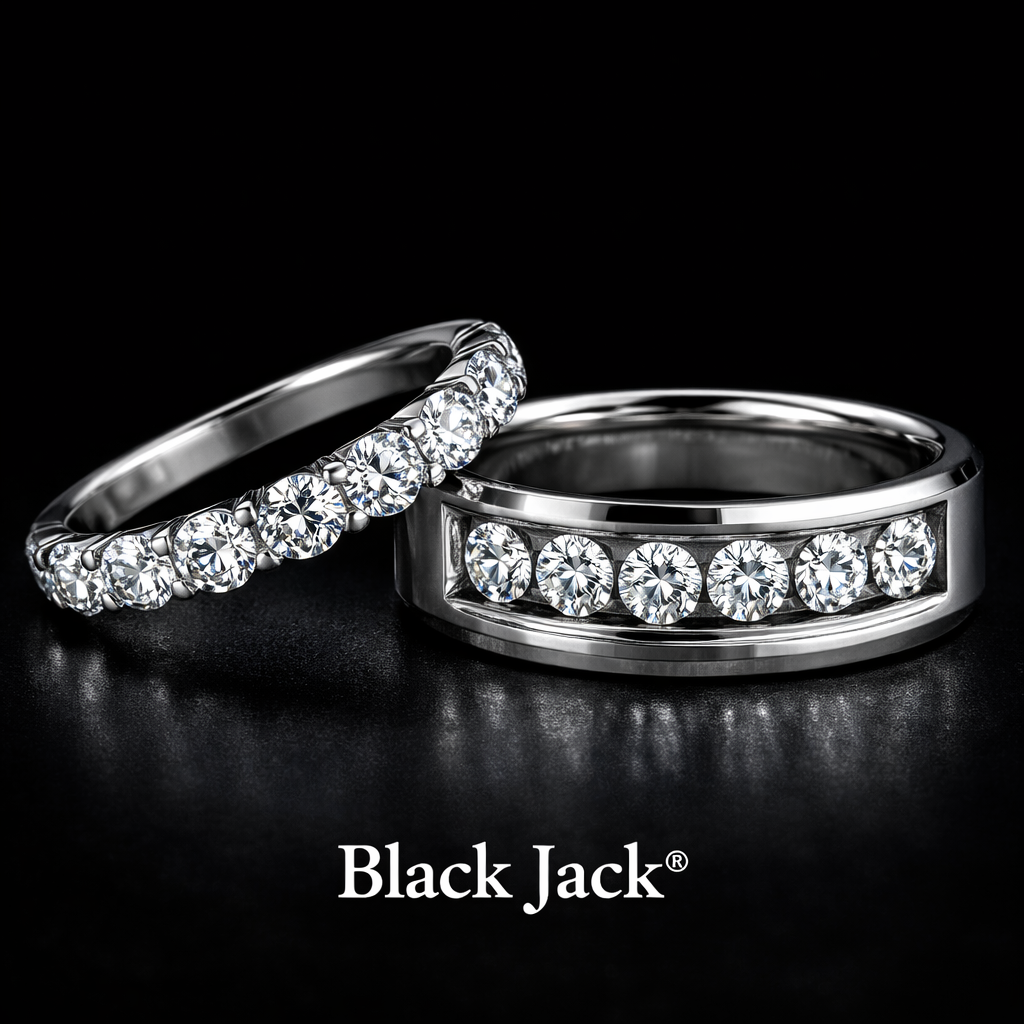 0.60 Carat Women & 0.50 Carat Men Lab-Grown Diamond Couple Wedding Ring Set – Round Cut in 14K White Gold